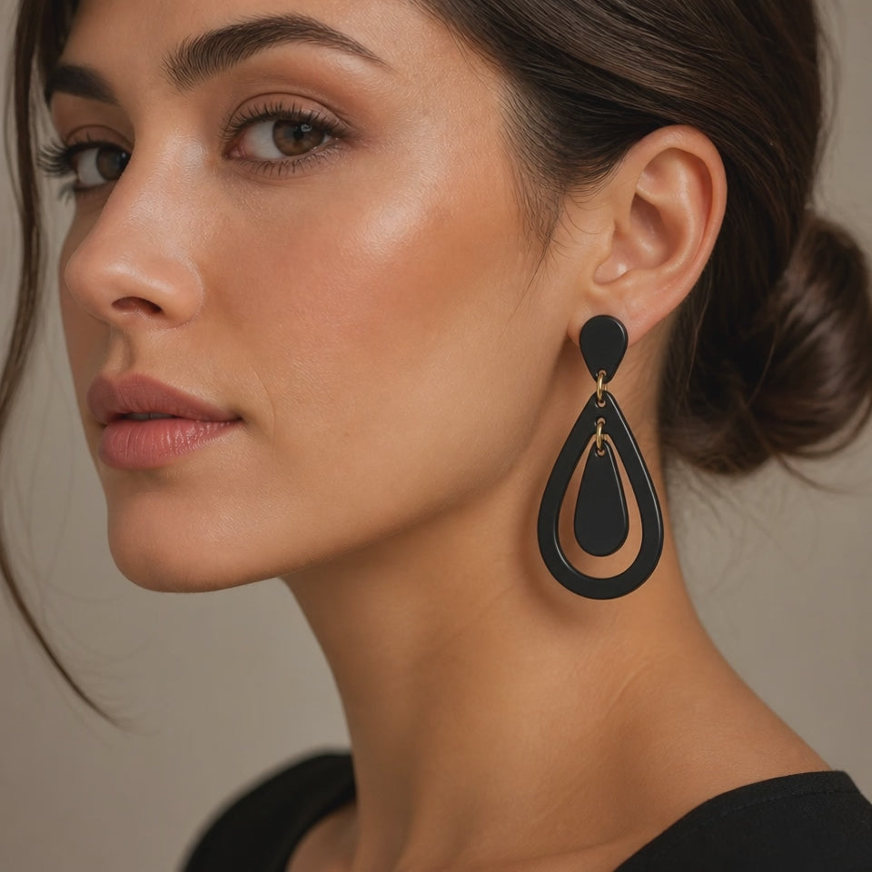 Black Teardrop Earrings