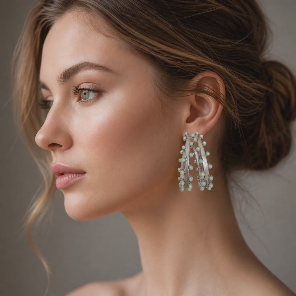 Silver and Mint Earrings