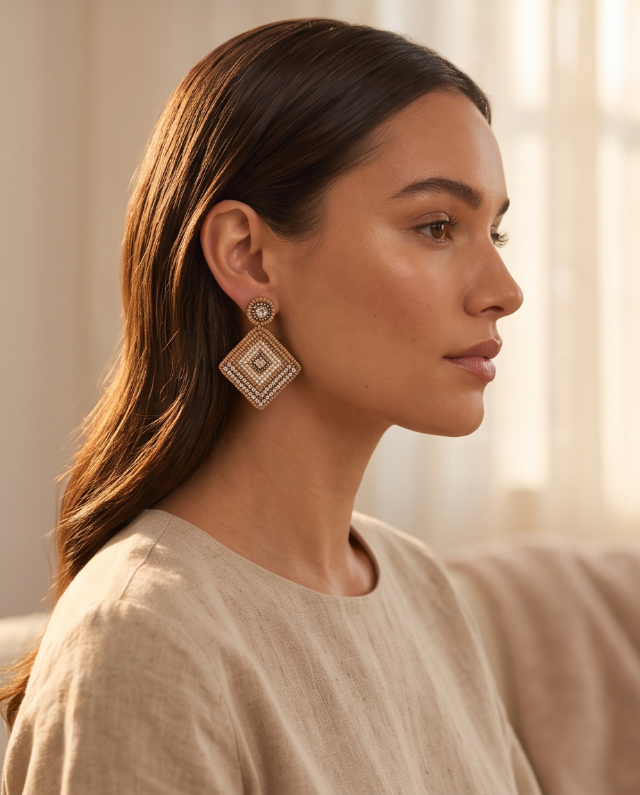 Geometric seed bead Earrings