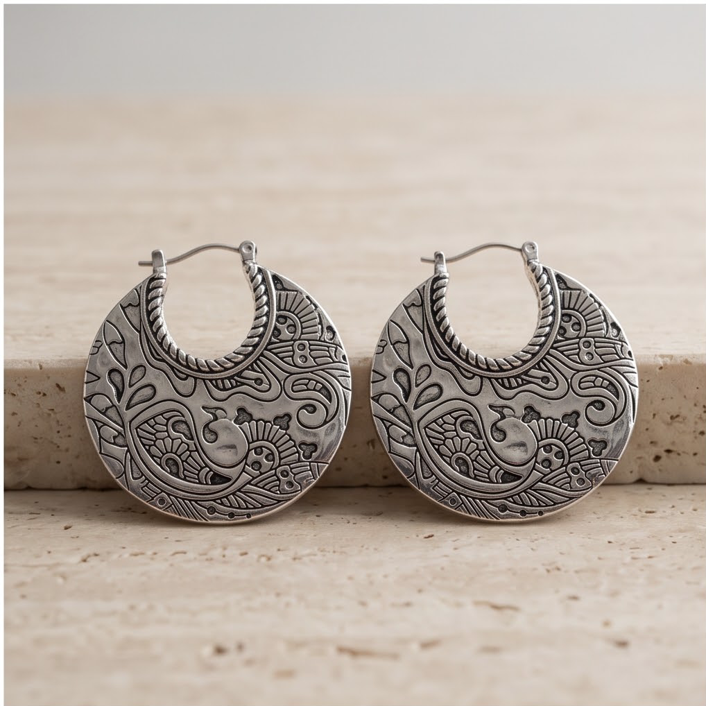 Silver Crescent Earrings