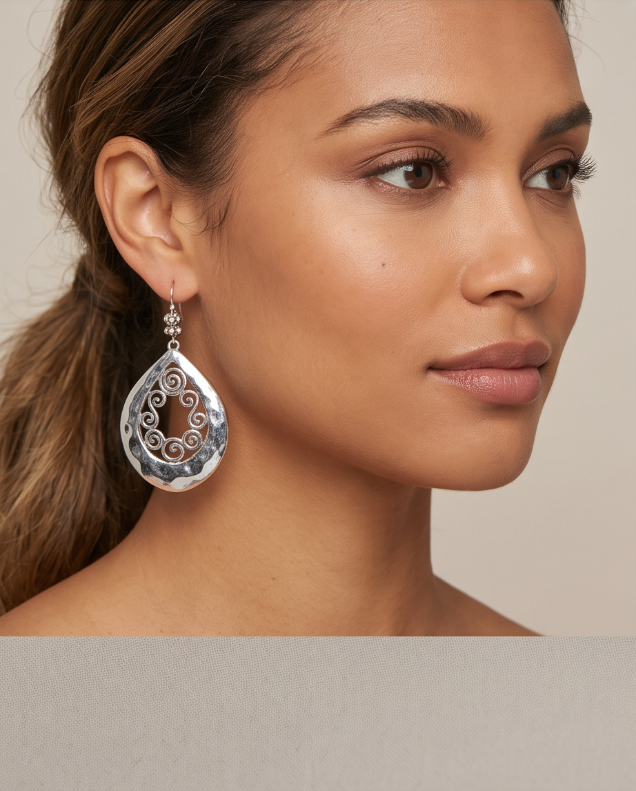 Silver Filagree Drop Earrings