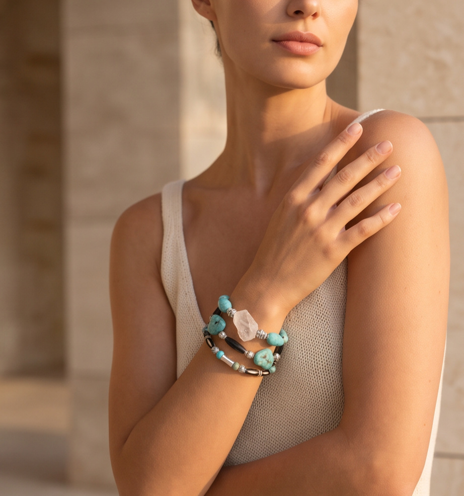 Crystal Quartz Bracelet Set