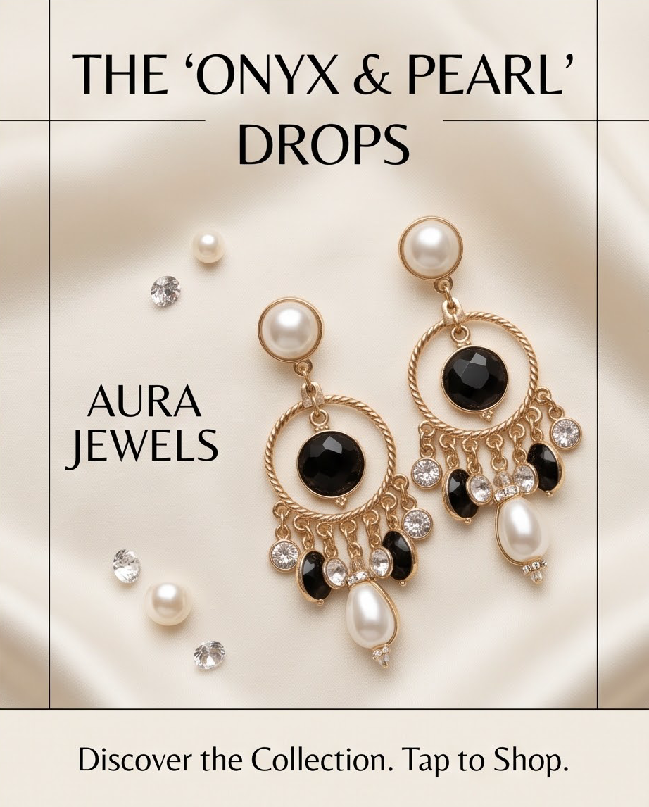 Onyx and Pearl Drop Earrings