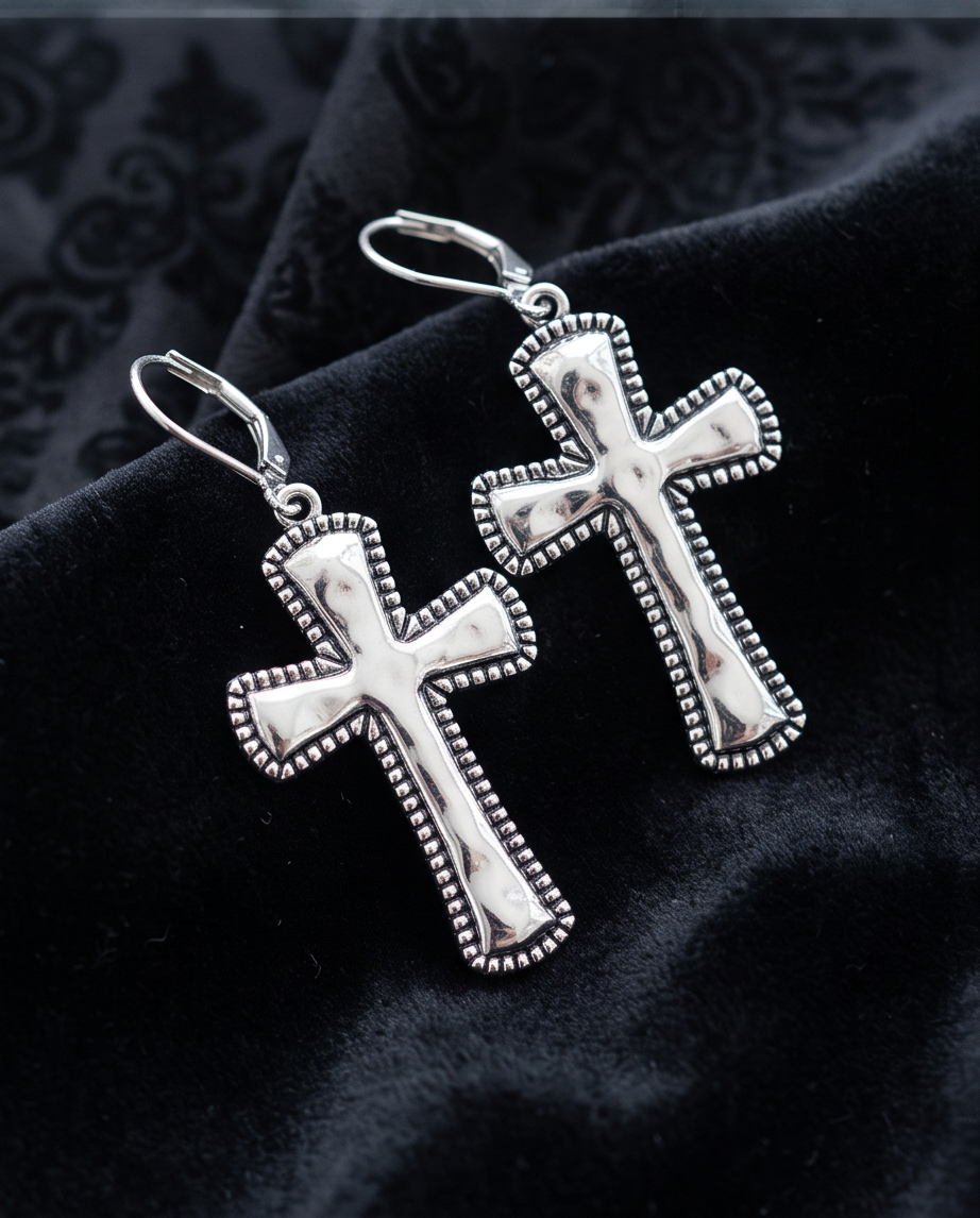 Silver Cross Earrings