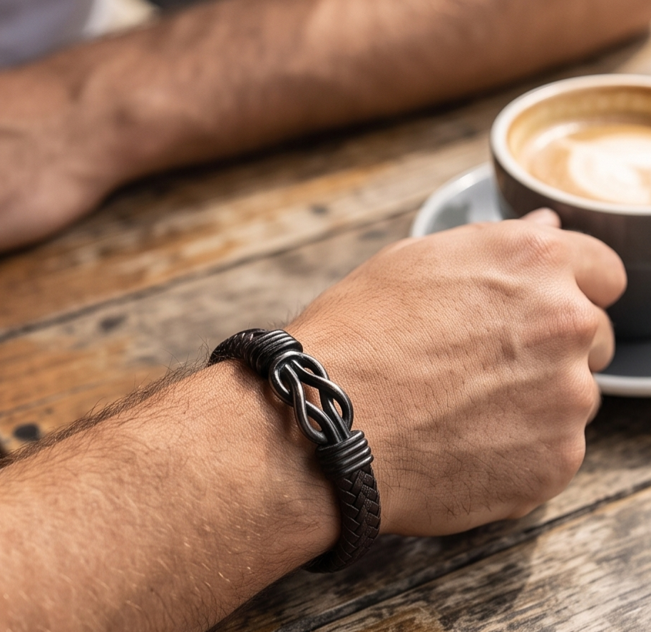 Black & Dark Brown Infinity Bracelet