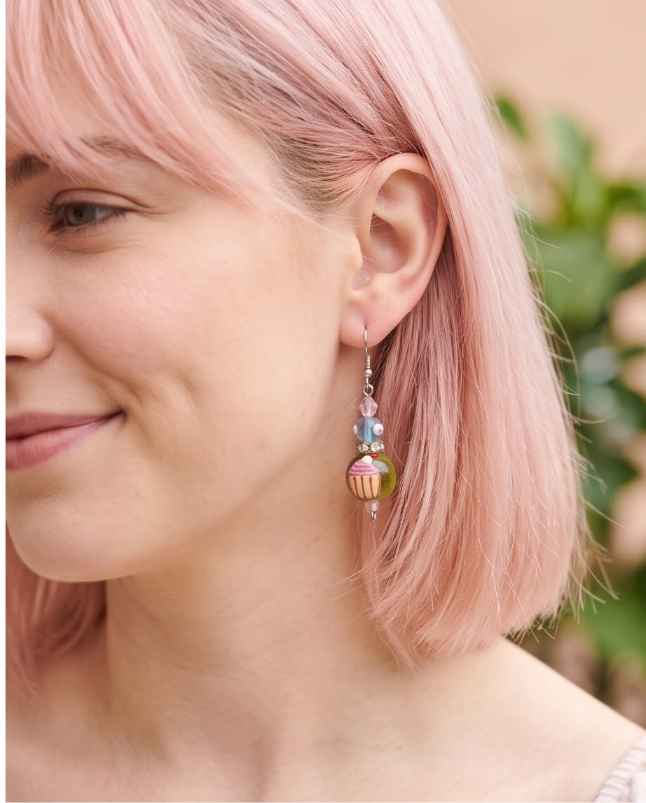 Cupcake Beaded Earrings
