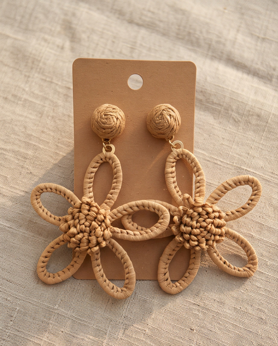 Floral Raffia Earrings