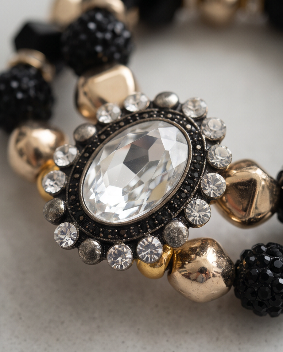Black and gold double bracelet