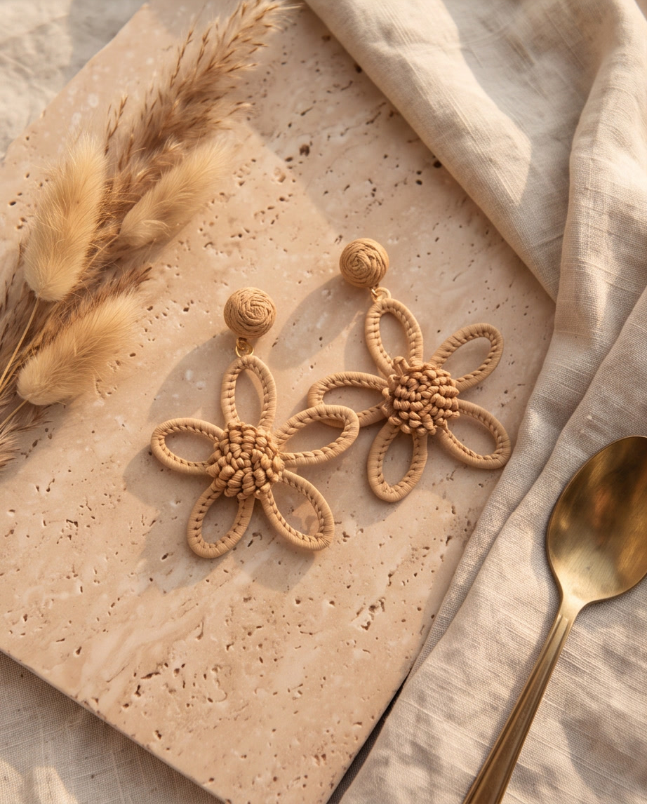 Floral Raffia Earrings