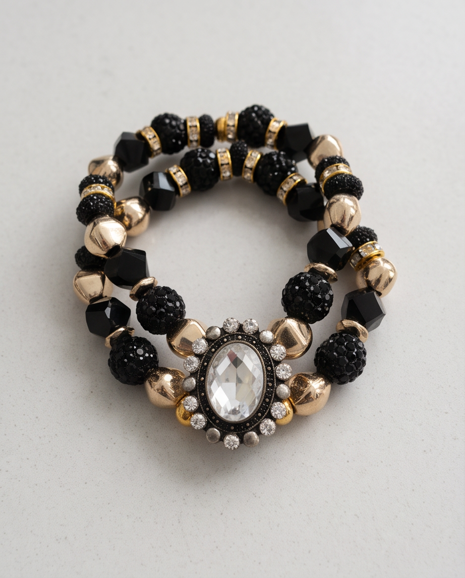 Black and gold double bracelet