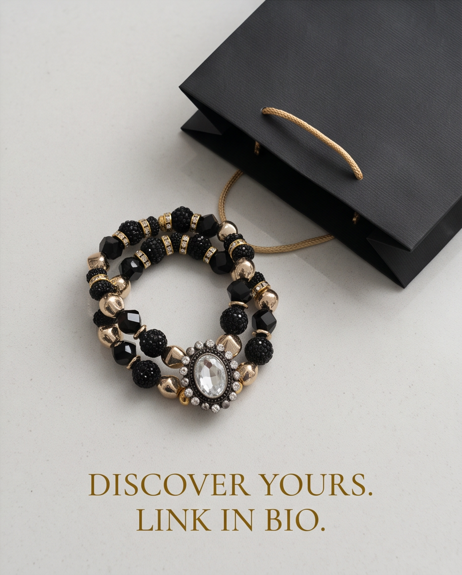 Black and gold double bracelet
