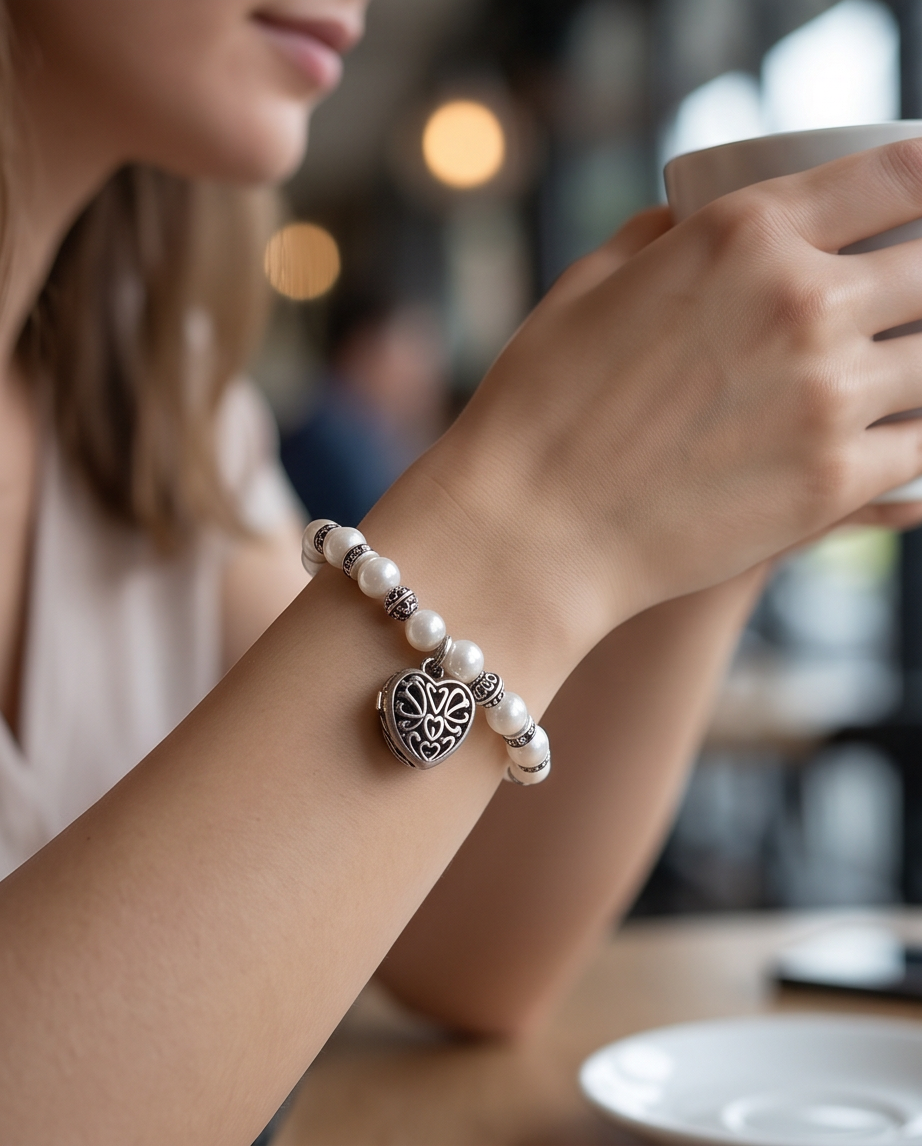 Pearls and heart bracelet