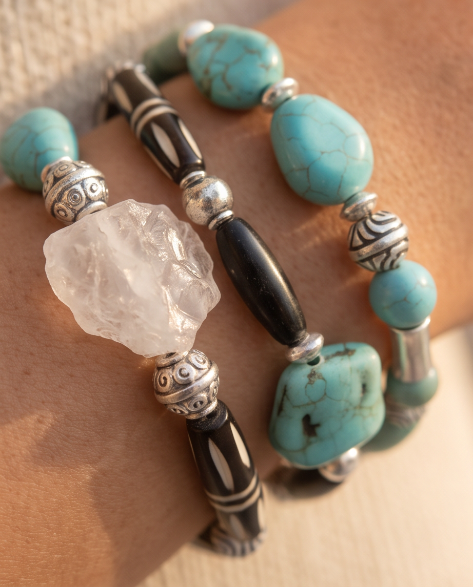 Crystal Quartz Bracelet Set