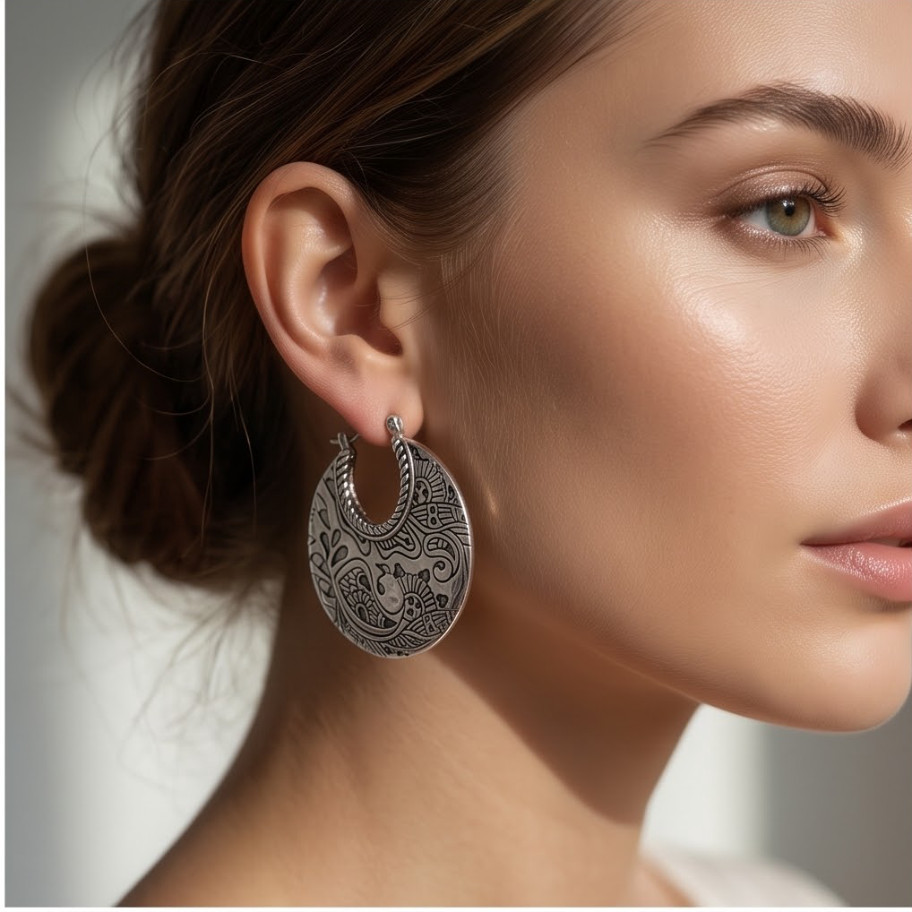 Silver Crescent Earrings