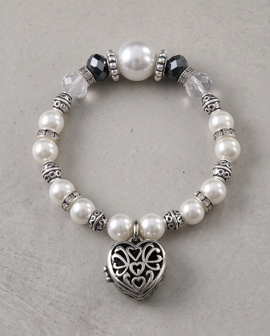 Pearls and heart bracelet