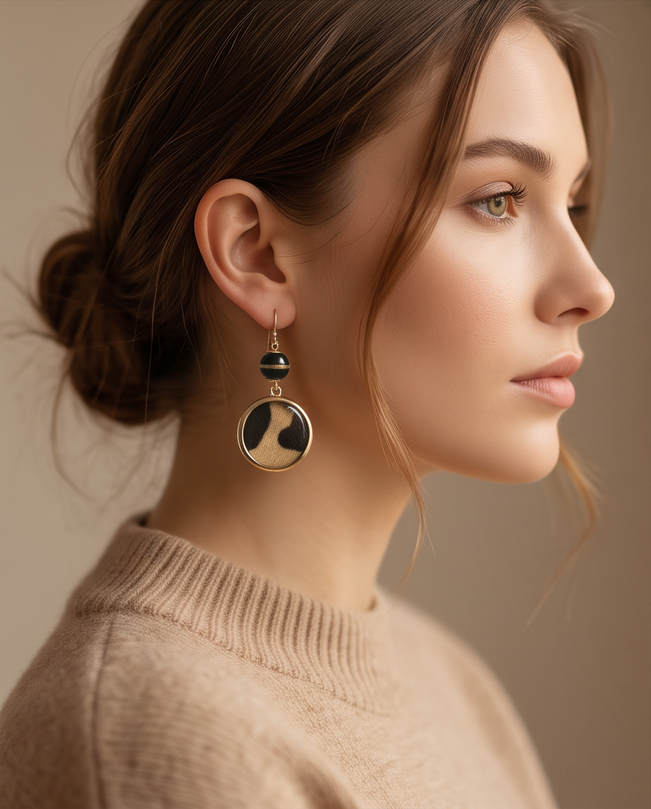Leopard and Gold Earrings