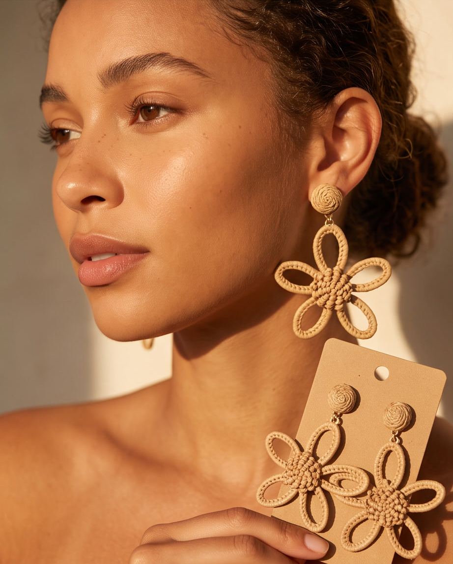 Floral Raffia Earrings