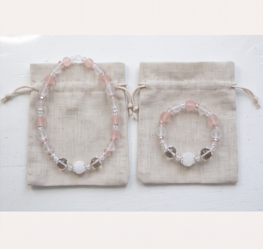 Ethereal Pink Necklace and Bracelet