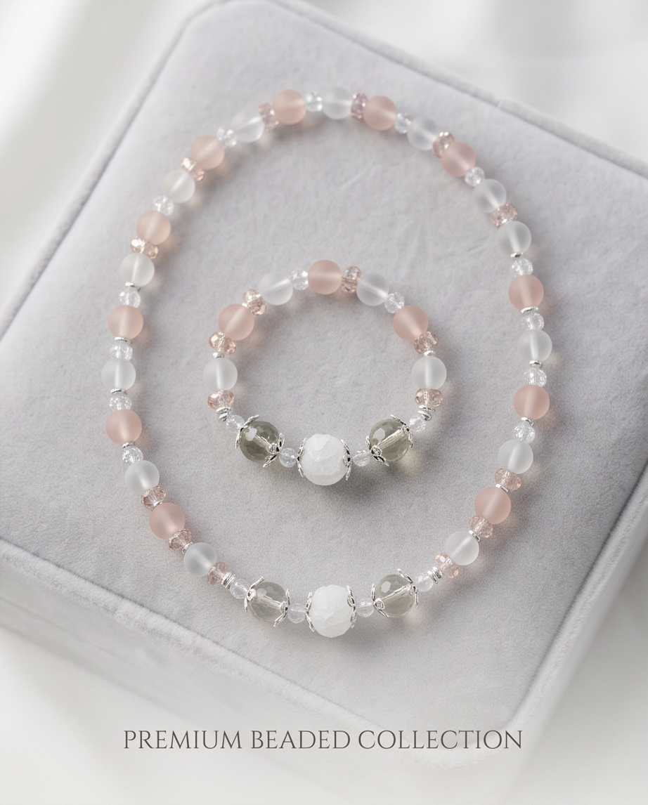 Ethereal Pink Necklace and Bracelet