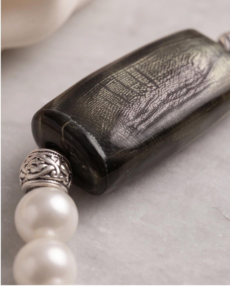 Midnight Silk Pearl Bracelet