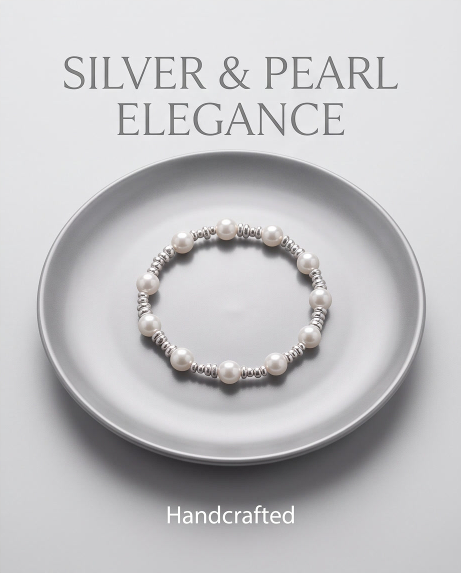 Silver and Pearl Bracelet