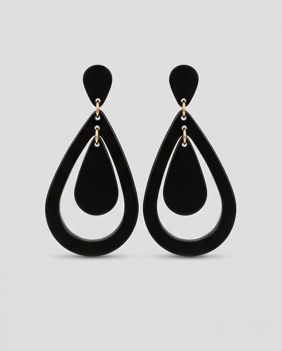 Black Teardrop Earrings