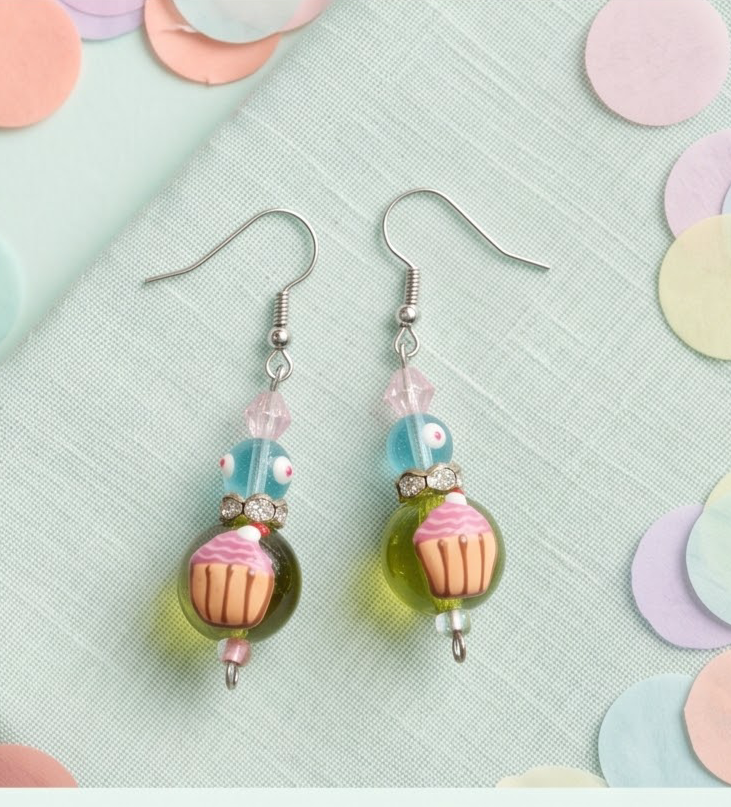 Cupcake Beaded Earrings