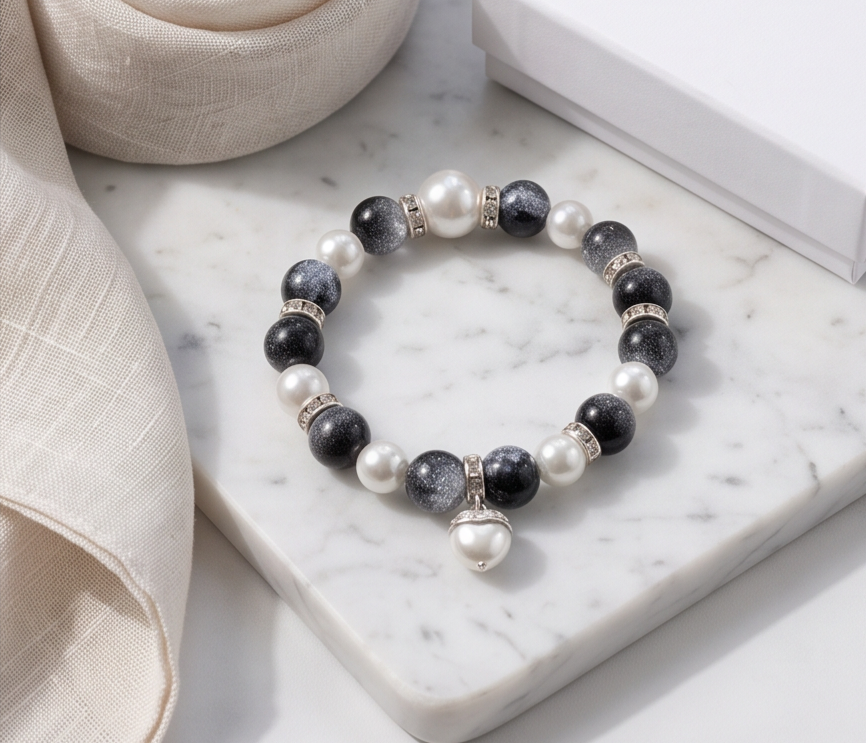Chambray Pearl Bracelet