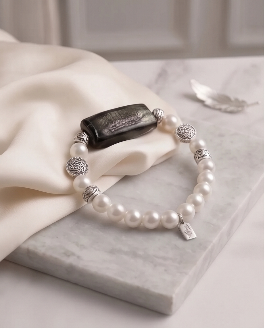 Midnight Silk Pearl Bracelet