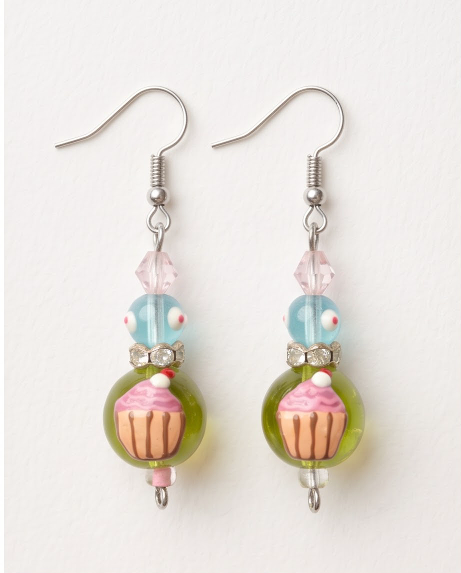 Cupcake Beaded Earrings